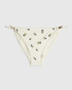 Cream Olive Print Bikini Bottoms