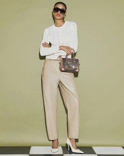 Cream Open Knit Long Sleeve Cardigan