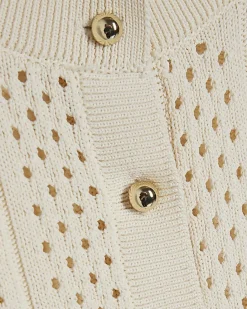 Cream Open Knit Long Sleeve Cardigan
