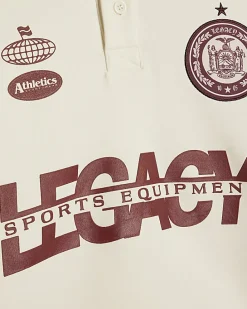 Cream Oversized Fit Legacy Blocked Rugby Top