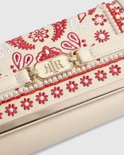 Cream Paisley Print Embroidered Purse