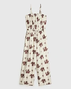 Cream Palm Print Jumpsuit