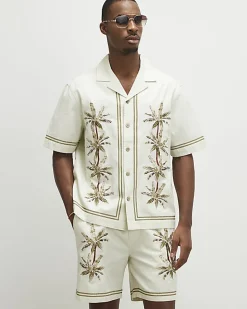 Cream Palm Tree Shorts