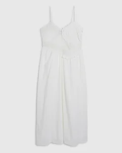 Cream Patchwork Lace Midi Dress