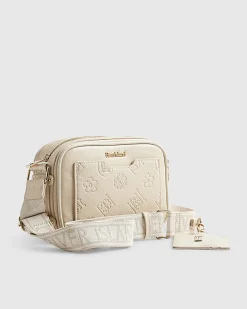 Cream Pocket Front Monogram Cross Body Bag