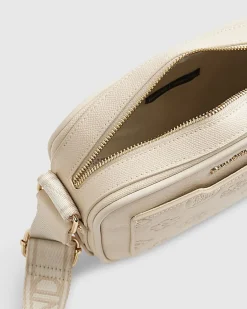 Cream Pocket Front Monogram Cross Body Bag