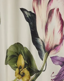Cream Premium Floral Split Sleeve Midi Dress
