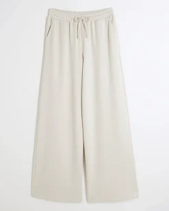 Cream Premium High Waisted Wide Leg Joggers