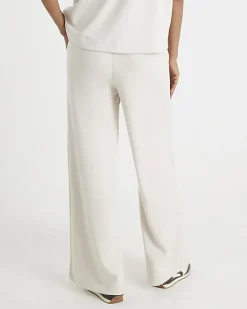 Cream Premium High Waisted Wide Leg Joggers