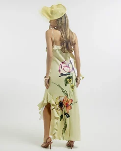 Cream Premium Sleevless Ruffle Slip Dress