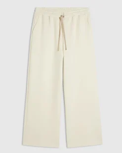 Cream Premium Twill Wide Leg Joggers