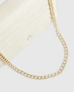Cream Quilted Chain Shoulder Bag