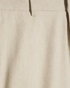 Cream Regular Fit Linen Blend Shorts