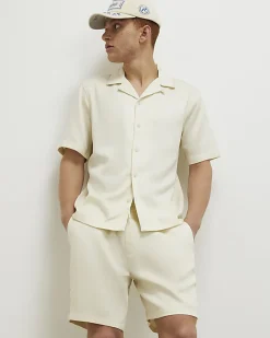 Cream Regular Fit Shorts