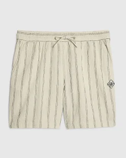 Cream Regular Fit Stripe Shorts