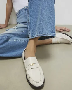 Cream Ruched Loafers
