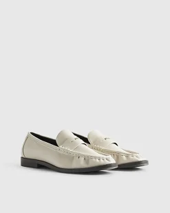 Cream Ruched Loafers