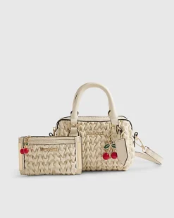 Cream Ruched Mini Bowler Bag Bundle
