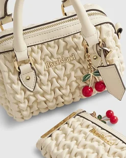 Cream Ruched Mini Bowler Bag Bundle