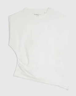 Cream Ruched Side Grown On Sleeve T-shirt