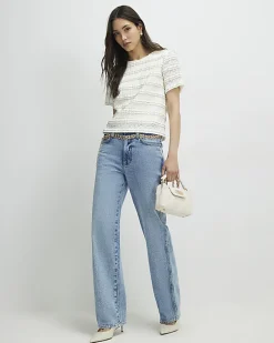 Cream Ruffle Textured Top