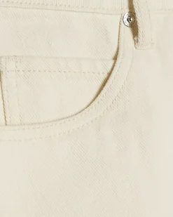 Cream Scallop Edge Mini Denim Skirt