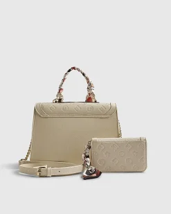 Cream Scarf Embossed Tote Bag Bundle