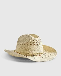 Cream Shell Charm Raffia Hat