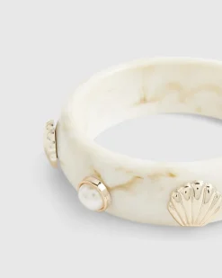 Cream Shell Cream Resin Bangle
