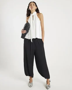 Cream Sleeveless Halter Neck Blouse
