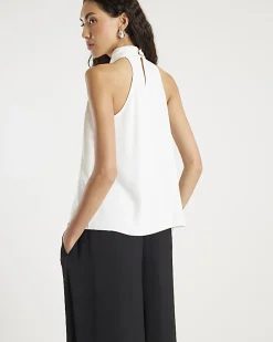 Cream Sleeveless Halter Neck Blouse