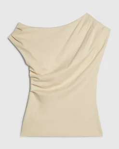 Cream Sleeveless Ponte Drape Top