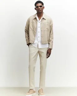 Cream Slim Fit Chino Trousers
