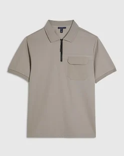 Cream Slim Fit Nylon Pocket Polo Shirt