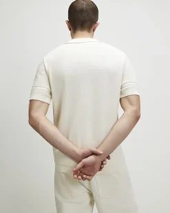 Cream Slim Fit Short Sleeve Knitted Shirt
