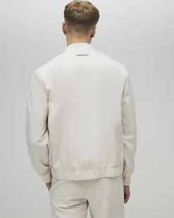 Cream Slim Fit Stretch Bomber Jacket