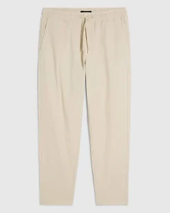 Cream Slim Fit Stretch Textured Joggers