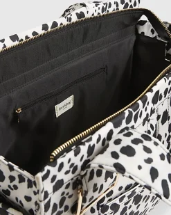Cream Spot Print Winged Holdall Bag
