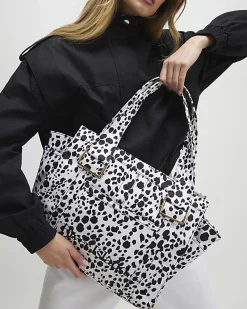 Cream Spot Print Winged Holdall Bag