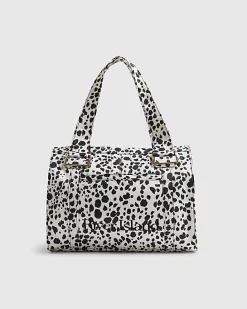 Cream Spot Print Winged Holdall Bag