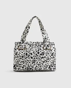 Cream Spot Print Winged Holdall Bag