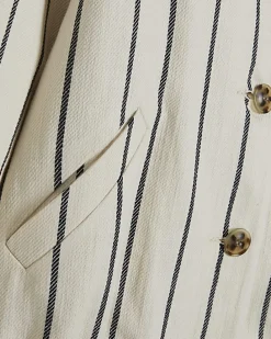 Cream Stripe Bomber Jacket
