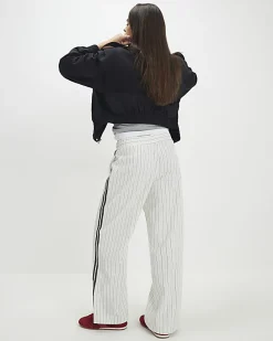 Cream Stripe Tailored Joggers