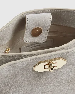 Cream Suede Double Compartment Bucket Bag