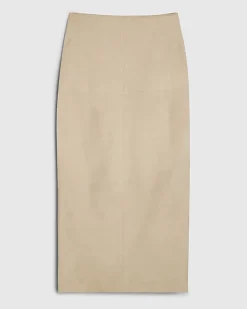 Cream Suede Seam Detail Maxi Skirt