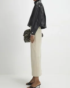 Cream Suede Seam Detail Maxi Skirt