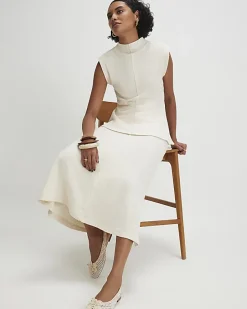 Cream Textured Full Skirt