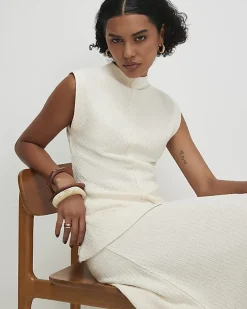 Cream Textured Grown On Neck Top