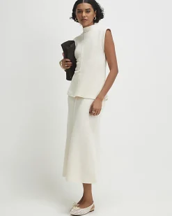 Cream Textured Grown On Neck Top