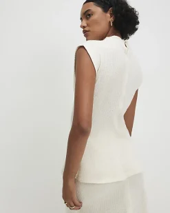 Cream Textured Grown On Neck Top